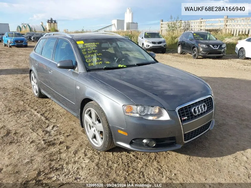 2008 Audi A4 VIN: WAUKF68E28A166940 Lot: 12095528