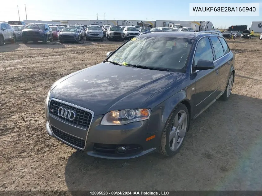 2008 Audi A4 VIN: WAUKF68E28A166940 Lot: 12095528