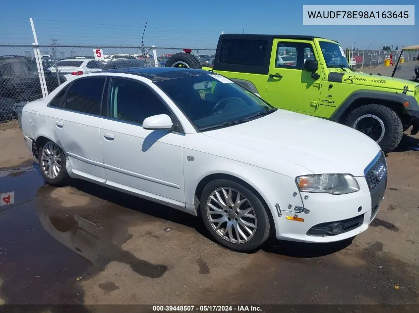 2008 Audi A4 2.0T/2.0T Special Edition VIN: WAUDF78E98A163645 Lot: 39448507