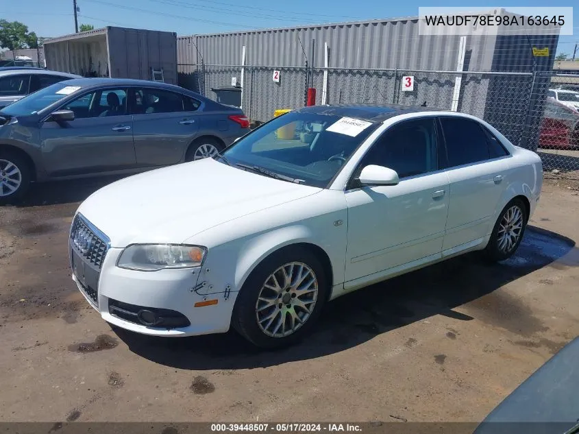 2008 Audi A4 2.0T/2.0T Special Edition VIN: WAUDF78E98A163645 Lot: 39448507