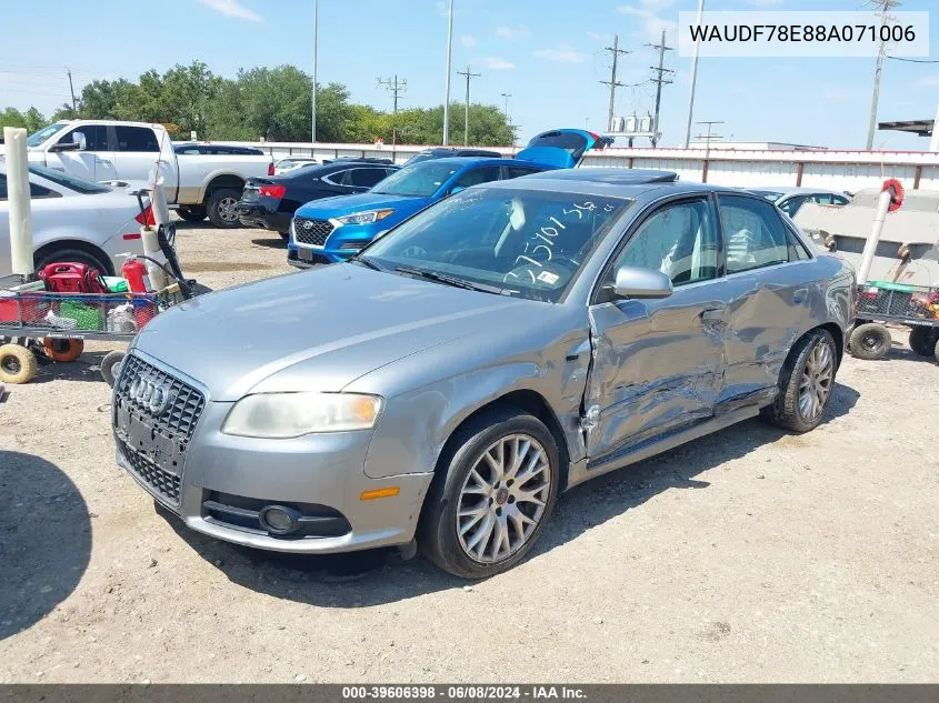 2008 Audi A4 2.0T VIN: WAUDF78E88A071006 Lot: 39606398