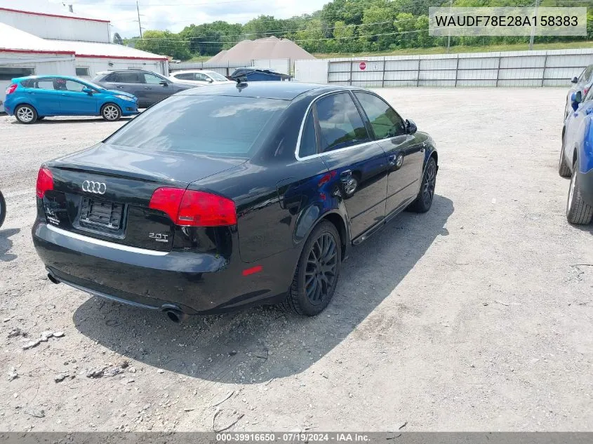 2008 Audi A4 2.0T/2.0T Special Edition VIN: WAUDF78E28A158383 Lot: 39916650