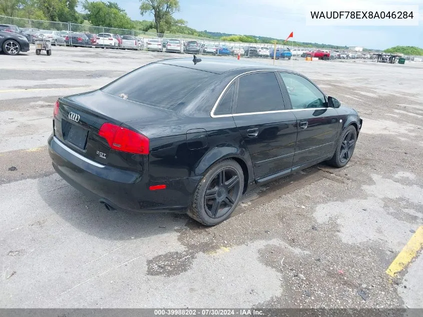 WAUDF78EX8A046284 2008 Audi A4 2.0T