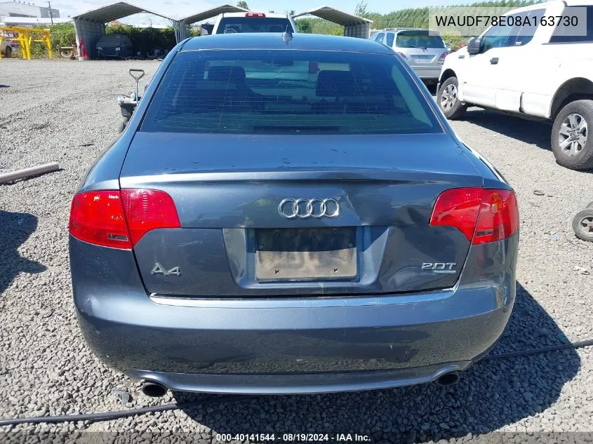 2008 Audi A4 2.0T/2.0T Special Edition VIN: WAUDF78E08A163730 Lot: 40141544