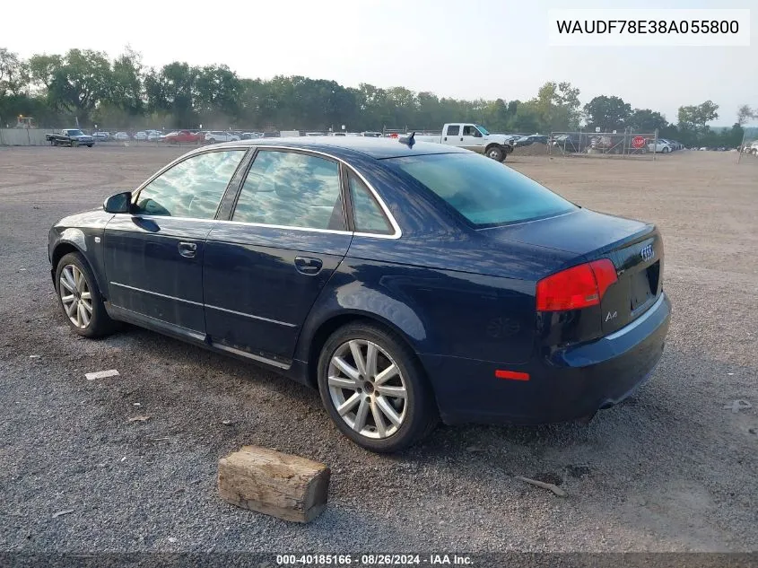 WAUDF78E38A055800 2008 Audi A4 2.0T