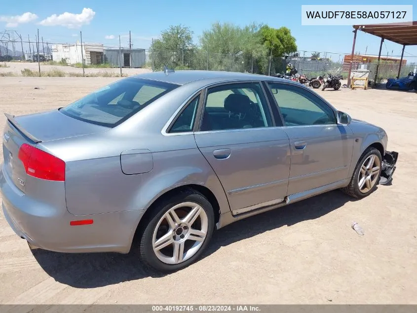 2008 Audi A4 2.0T VIN: WAUDF78E58A057127 Lot: 40192745