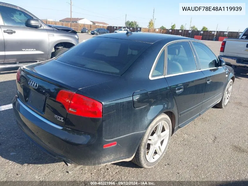 2008 Audi A4 2.0T/2.0T Special Edition VIN: WAUDF78E48A119939 Lot: 40221966