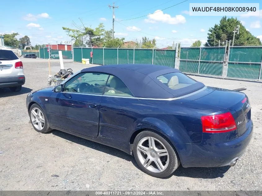 WAUDF48H08K008940 2008 Audi A4 2.0T