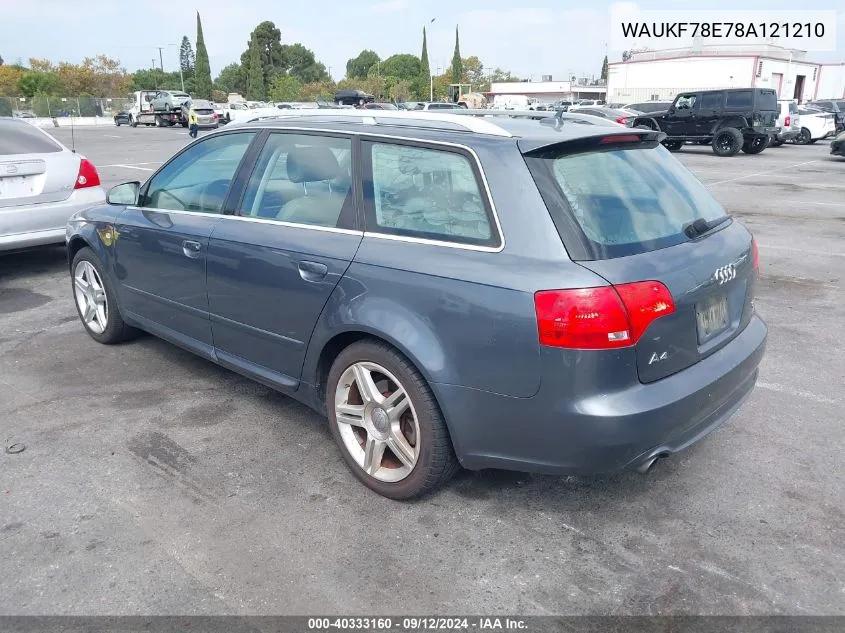 2008 Audi A4 2.0T VIN: WAUKF78E78A121210 Lot: 40333160