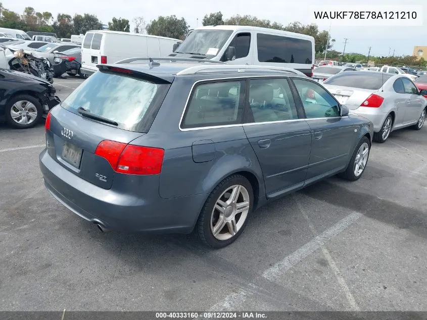 2008 Audi A4 2.0T VIN: WAUKF78E78A121210 Lot: 40333160