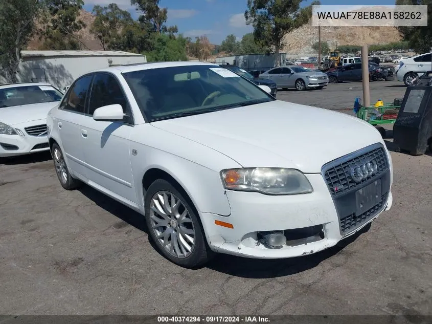 2008 Audi A4 2.0T/2.0T Special Edition VIN: WAUAF78E88A158262 Lot: 40374294