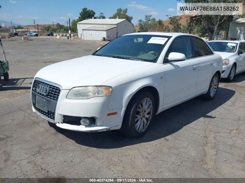 2008 Audi A4 2.0T/2.0T Special Edition VIN: WAUAF78E88A158262 Lot: 40374294