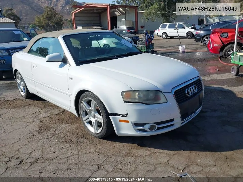 2008 Audi A4 2.0T VIN: WAUAF48H28K015049 Lot: 40379315