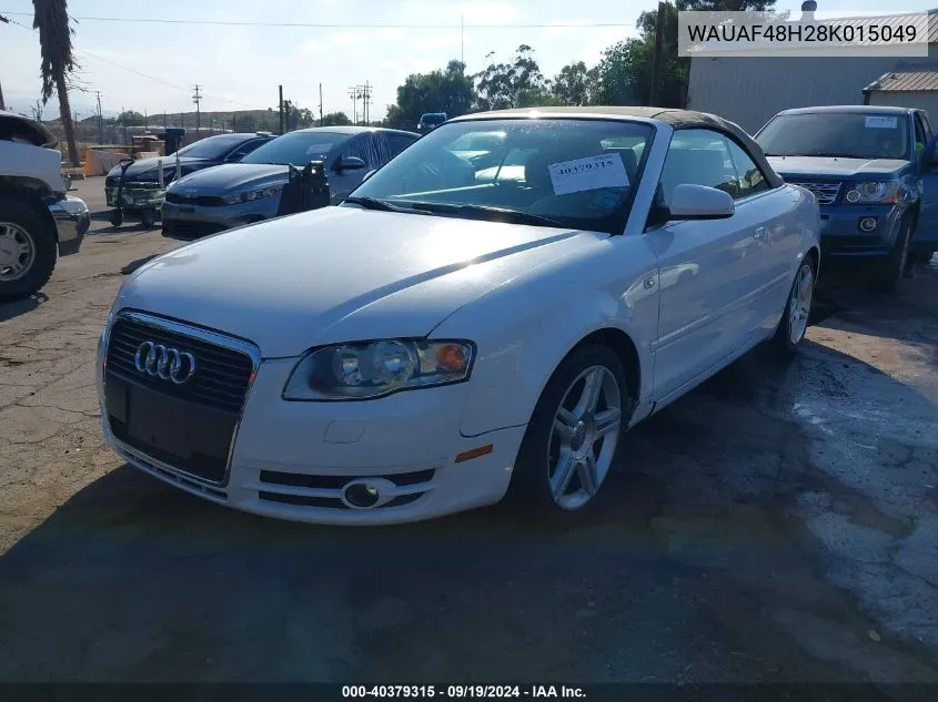 2008 Audi A4 2.0T VIN: WAUAF48H28K015049 Lot: 40379315