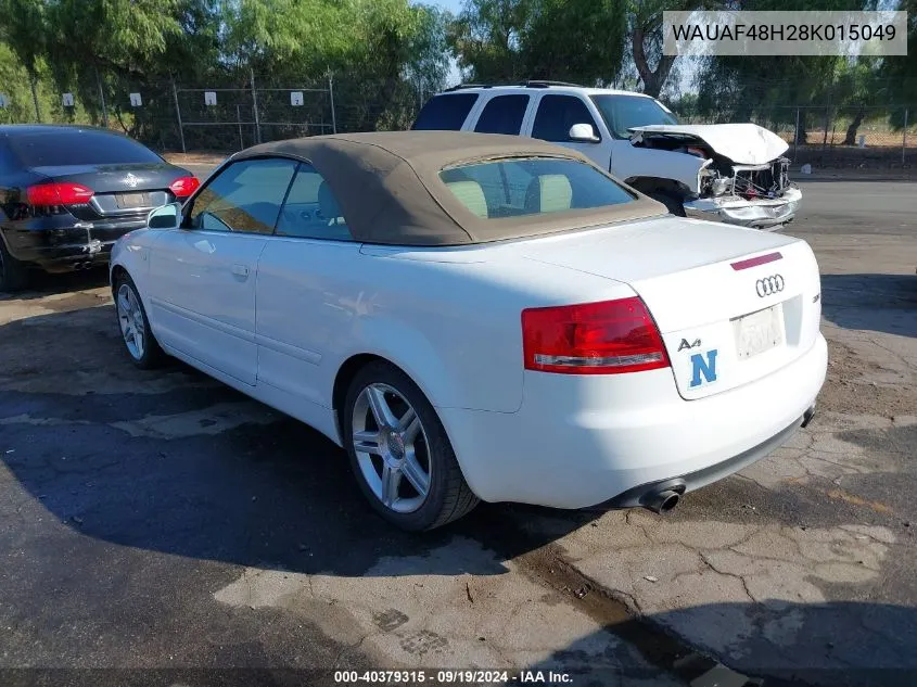 2008 Audi A4 2.0T VIN: WAUAF48H28K015049 Lot: 40379315