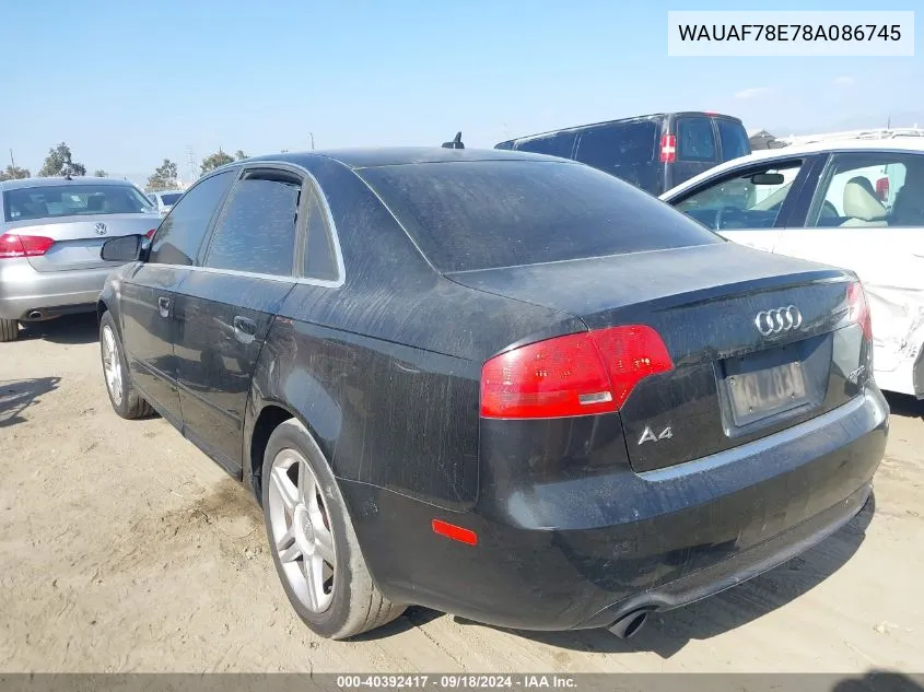 WAUAF78E78A086745 2008 Audi A4 2.0T