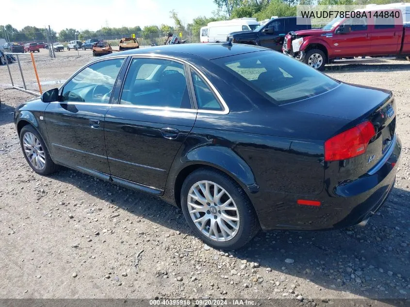 2008 Audi A4 2.0T/2.0T Special Edition VIN: WAUDF78E08A144840 Lot: 40395918