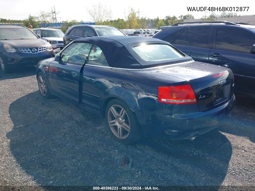 2008 Audi A4 2.0T VIN: WAUDF48H68K012877 Lot: 40396223