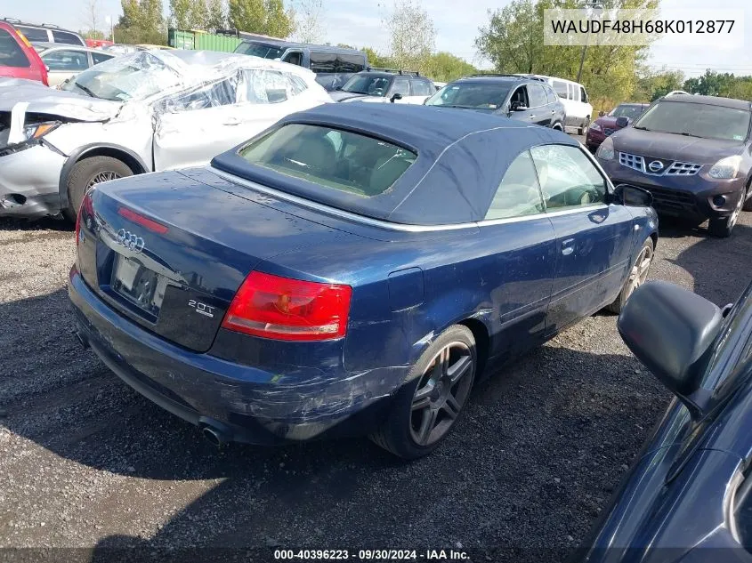 2008 Audi A4 2.0T VIN: WAUDF48H68K012877 Lot: 40396223