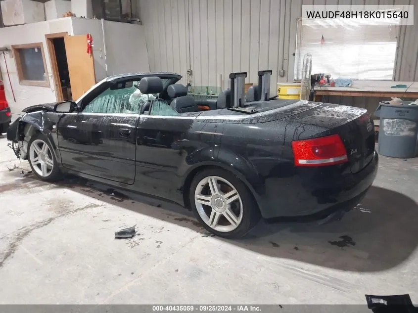 2008 Audi A4 2.0T VIN: WAUDF48H18K015640 Lot: 40435059