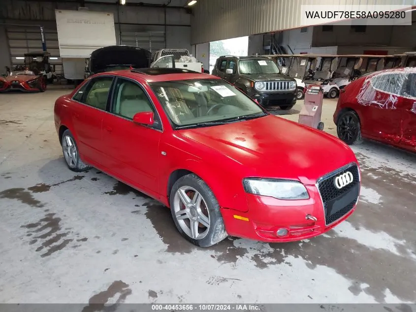 2008 Audi A4 2.0T Quattro VIN: WAUDF78E58A095280 Lot: 40453656