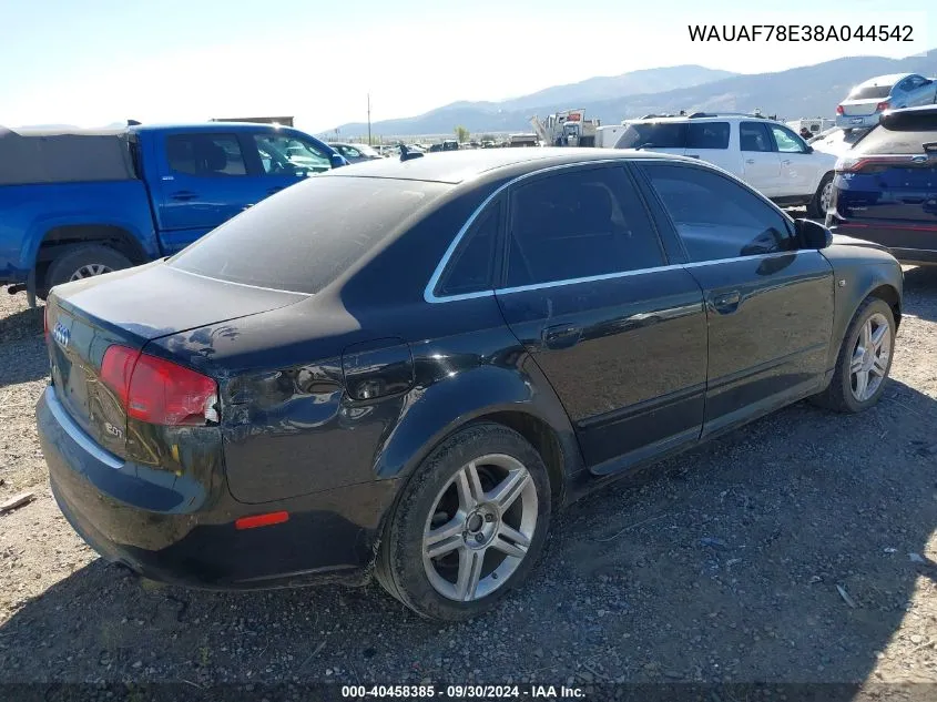 WAUAF78E38A044542 2008 Audi A4 2.0T