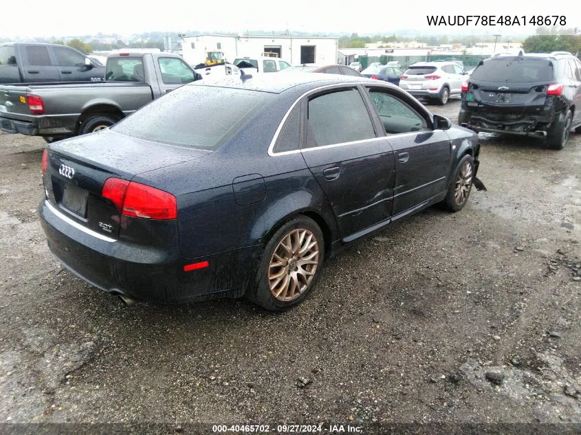 2008 Audi A4 2.0T/2.0T Special Edition VIN: WAUDF78E48A148678 Lot: 40465702