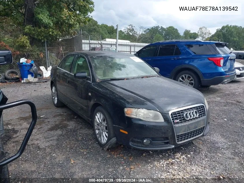 2008 Audi A4 2.0T/2.0T Special Edition VIN: WAUAF78E78A139542 Lot: 40479739