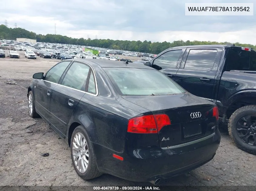 2008 Audi A4 2.0T/2.0T Special Edition VIN: WAUAF78E78A139542 Lot: 40479739