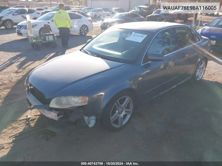 WAUAF78E98A116005 2008 Audi A4 2.0T