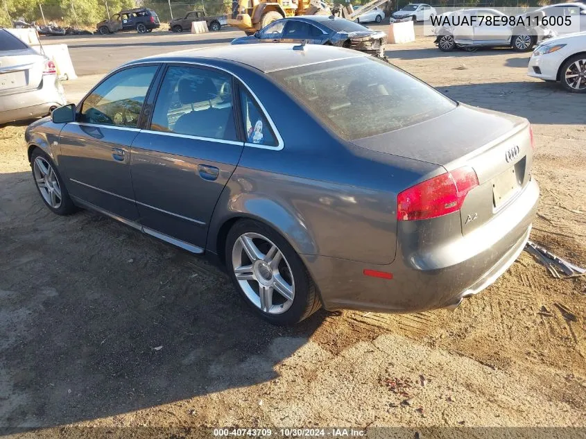 WAUAF78E98A116005 2008 Audi A4 2.0T