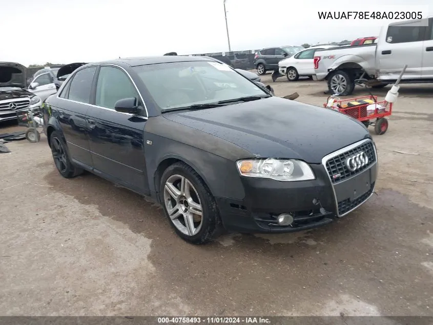 2008 Audi A4 2.0T VIN: WAUAF78E48A023005 Lot: 40758493