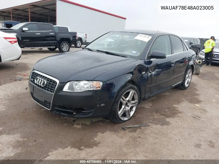 2008 Audi A4 2.0T VIN: WAUAF78E48A023005 Lot: 40758493