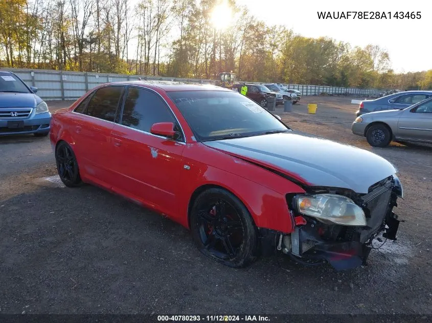 2008 Audi A4 2.0T/2.0T Special Edition VIN: WAUAF78E28A143465 Lot: 40780293