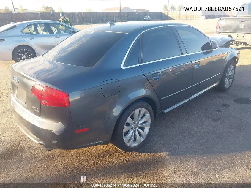 2008 Audi A4 2.0T VIN: WAUDF78E88A057591 Lot: 40786274