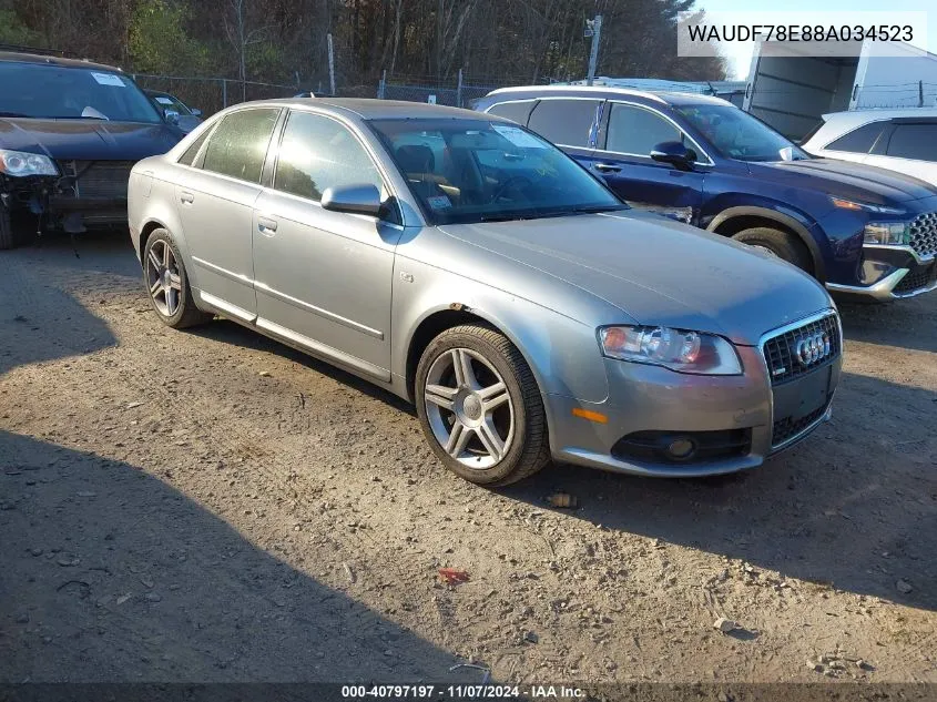 2008 Audi A4 2.0T VIN: WAUDF78E88A034523 Lot: 40797197