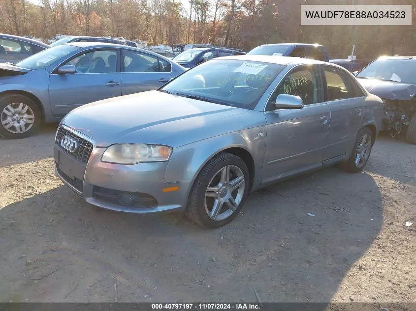 2008 Audi A4 2.0T VIN: WAUDF78E88A034523 Lot: 40797197