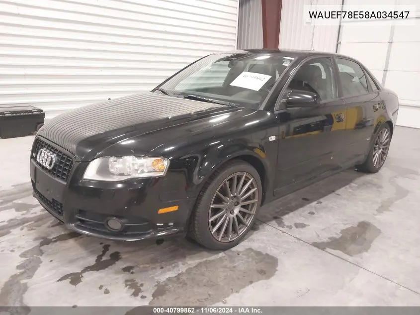 2008 Audi A4 2.0T VIN: WAUEF78E58A034547 Lot: 40799862