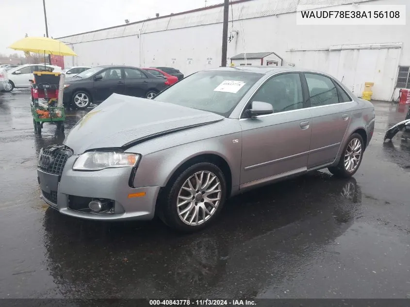 2008 Audi A4 2.0T/2.0T Special Edition VIN: WAUDF78E38A156108 Lot: 40843778