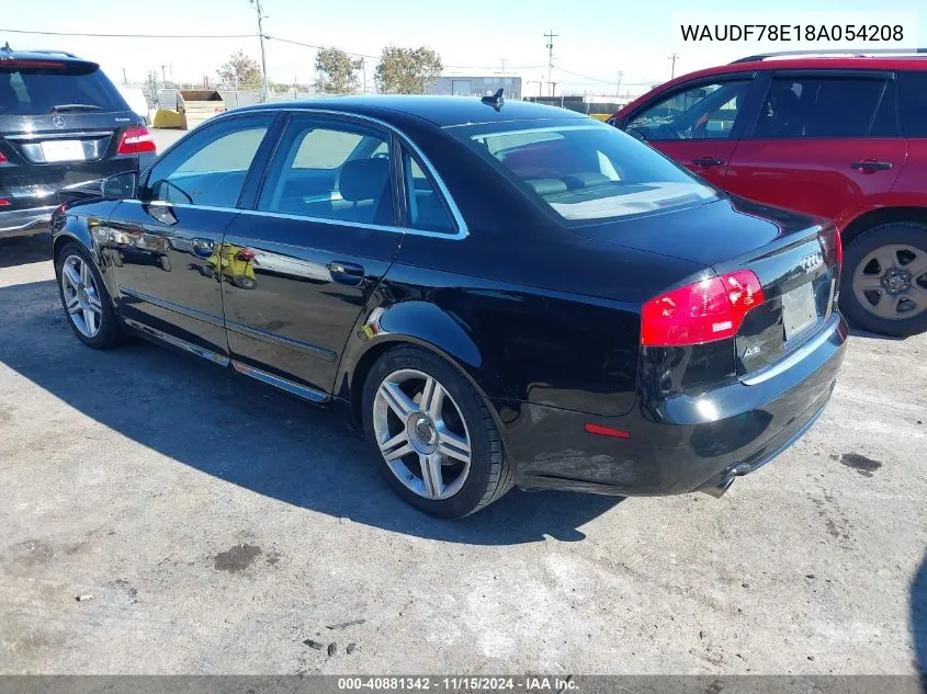 2008 Audi A4 2.0T/2.0T Special Edition VIN: WAUDF78E18A054208 Lot: 40881342