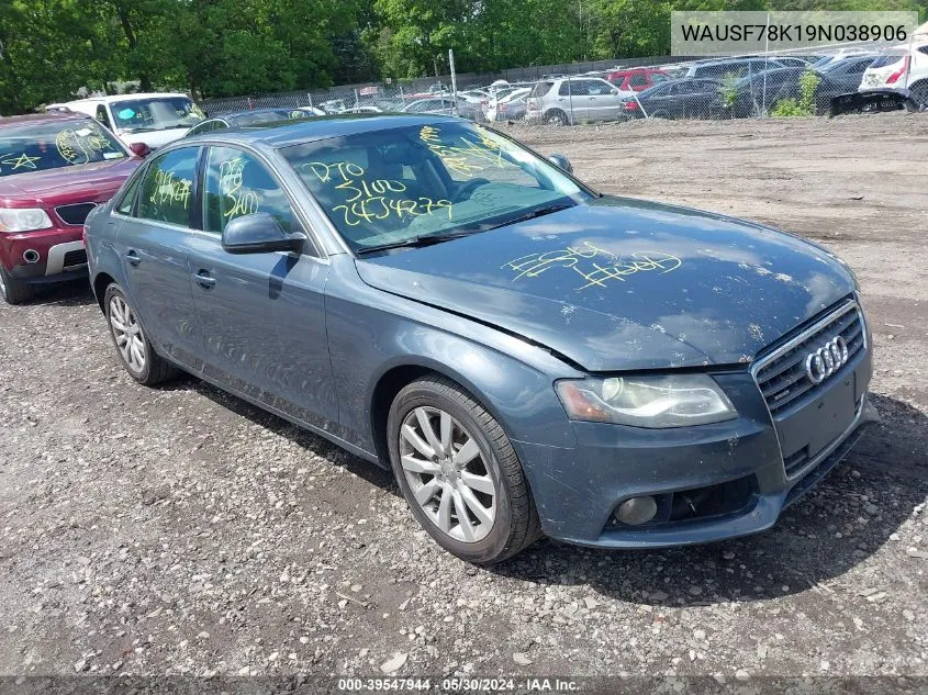 2009 Audi A4 2.0T Premium VIN: WAUSF78K19N038906 Lot: 39547944