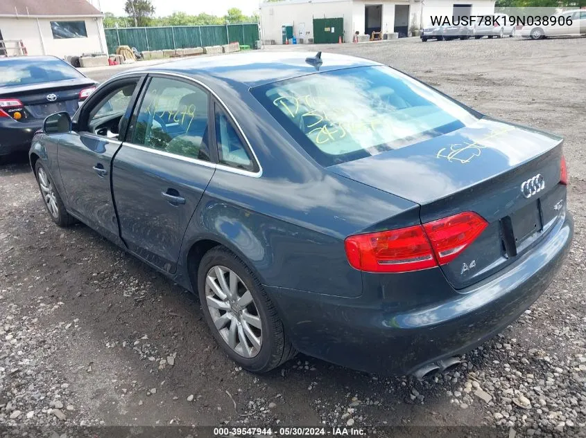 WAUSF78K19N038906 2009 Audi A4 2.0T Premium