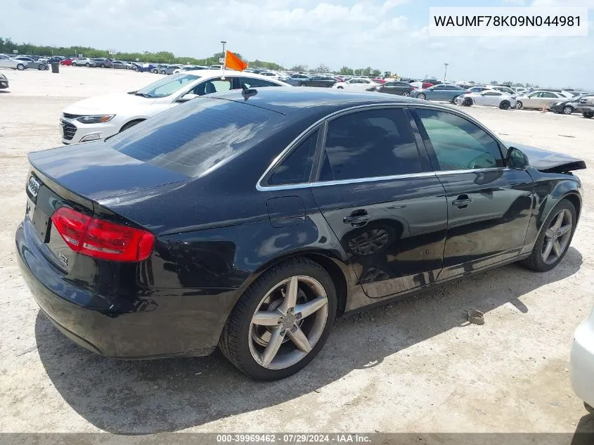 2009 Audi A4 2.0T Premium VIN: WAUMF78K09N044981 Lot: 39969462