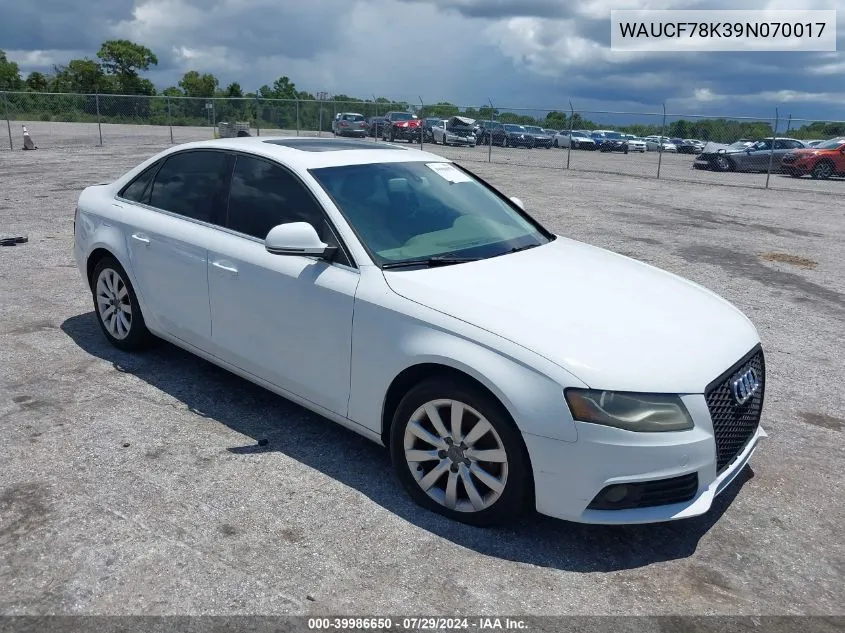 WAUCF78K39N070017 2009 Audi A4 2.0T Premium