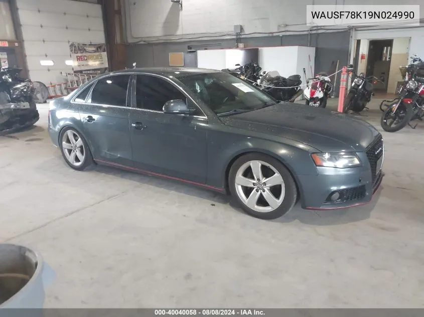 2009 Audi A4 2.0T Premium VIN: WAUSF78K19N024990 Lot: 40040058