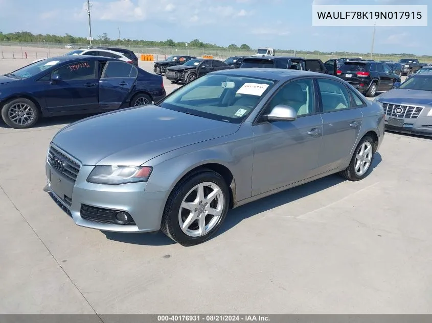 WAULF78K19N017915 2009 Audi A4 2.0T Premium