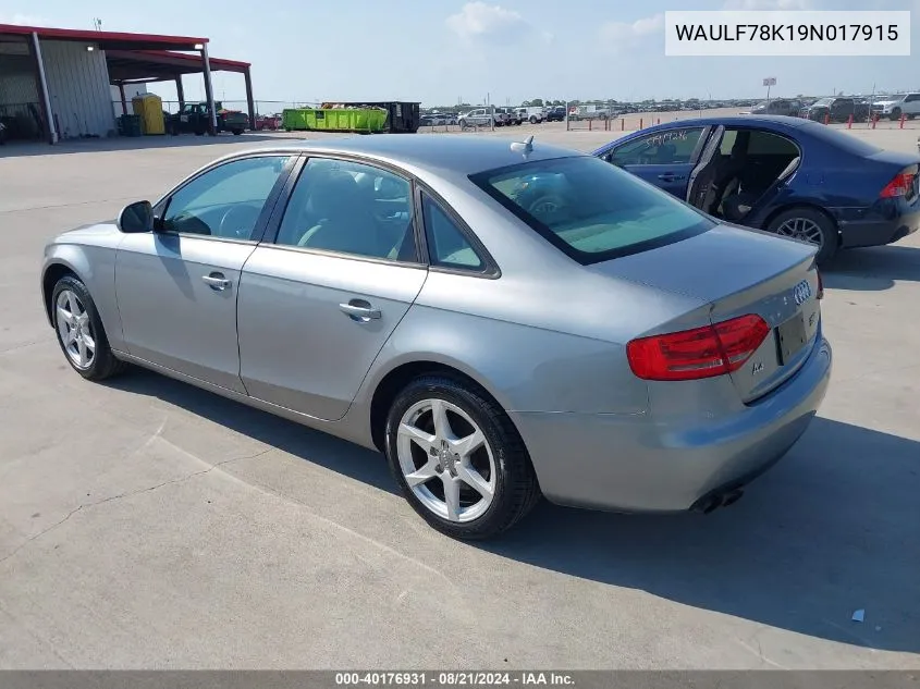 WAULF78K19N017915 2009 Audi A4 2.0T Premium