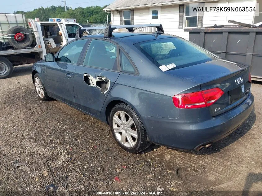 2009 Audi A4 2.0T Premium VIN: WAULF78K59N063554 Lot: 40181409