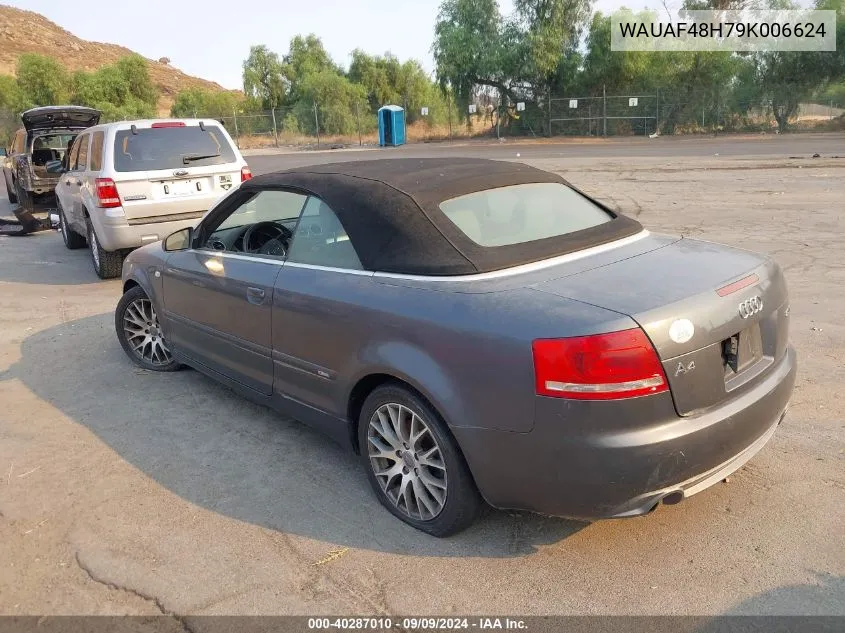 2009 Audi A4 2.0T VIN: WAUAF48H79K006624 Lot: 40287010