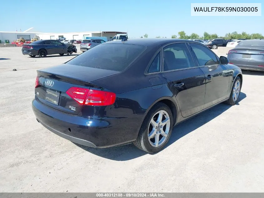 2009 Audi A4 2.0T Premium VIN: WAULF78K59N030005 Lot: 40312188